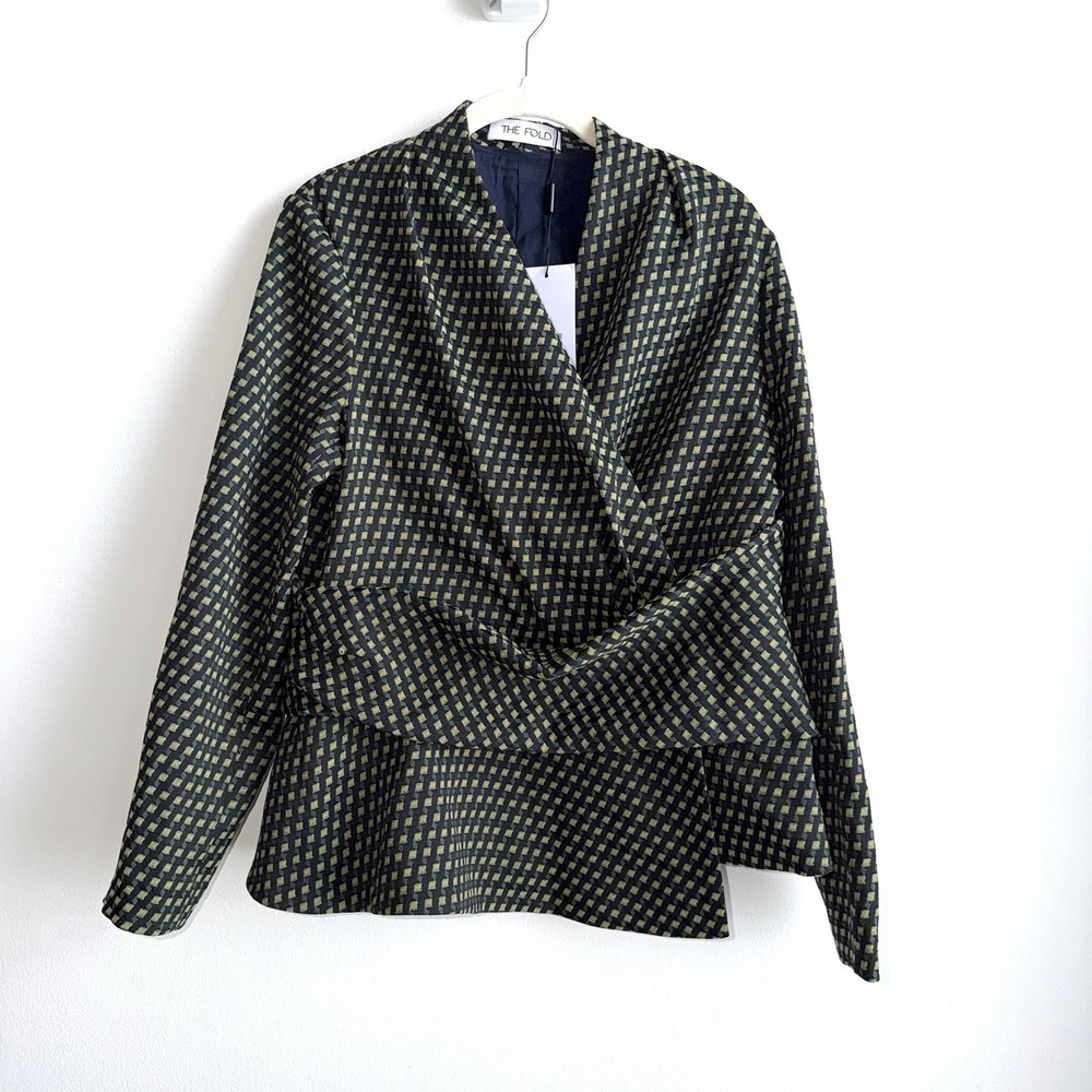 THE FOLD London Belleville Mid Sleeve Top Blouse NWT Size 12 US Green Career